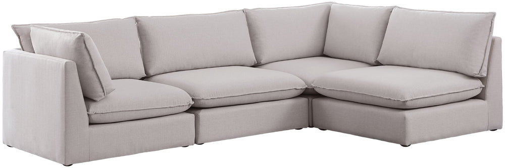 Mackenzie Linen Textured Fabric / Engineered Wood / Foam Contemporary Beige Durable Linen Textured Modular Sectional - 120" W x 80" D x 35" H