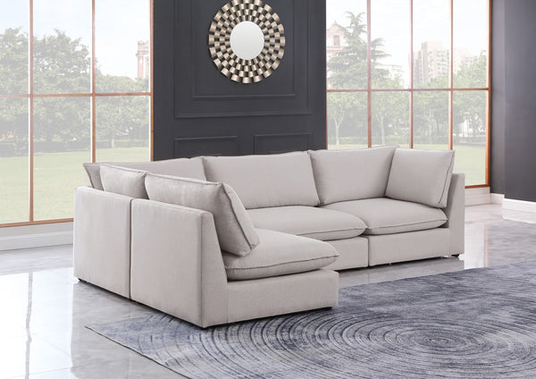 Mackenzie Linen Textured Fabric / Engineered Wood / Foam Contemporary Beige Durable Linen Textured Modular Sectional - 120" W x 80" D x 35" H