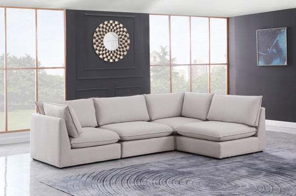 Mackenzie Linen Textured Fabric / Engineered Wood / Foam Contemporary Beige Durable Linen Textured Modular Sectional - 120" W x 80" D x 35" H