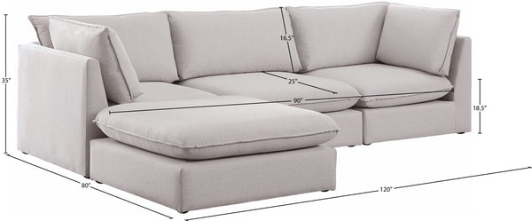 Mackenzie Linen Textured Fabric / Engineered Wood / Foam Contemporary Beige Durable Linen Textured Modular Sectional - 120" W x 80" D x 35" H