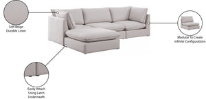 Mackenzie Linen Textured Fabric / Engineered Wood / Foam Contemporary Beige Durable Linen Textured Modular Sectional - 120" W x 80" D x 35" H