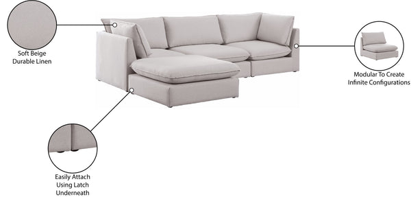 Mackenzie Linen Textured Fabric / Engineered Wood / Foam Contemporary Beige Durable Linen Textured Modular Sectional - 120" W x 80" D x 35" H