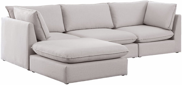 Mackenzie Linen Textured Fabric / Engineered Wood / Foam Contemporary Beige Durable Linen Textured Modular Sectional - 120" W x 80" D x 35" H