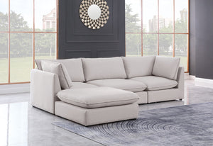 Mackenzie Linen Textured Fabric / Engineered Wood / Foam Contemporary Beige Durable Linen Textured Modular Sectional - 120" W x 80" D x 35" H