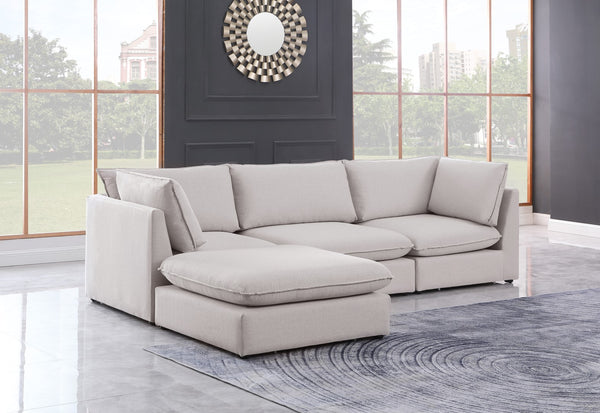 Mackenzie Linen Textured Fabric / Engineered Wood / Foam Contemporary Beige Durable Linen Textured Modular Sectional - 120" W x 80" D x 35" H