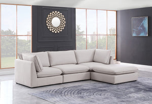 Mackenzie Linen Textured Fabric / Engineered Wood / Foam Contemporary Beige Durable Linen Textured Modular Sectional - 120" W x 80" D x 35" H