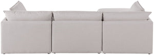 Mackenzie Linen Textured Fabric / Engineered Wood / Foam Contemporary Beige Durable Linen Textured Modular Sectional - 120" W x 80" D x 35" H