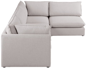 Mackenzie Linen Textured Fabric / Engineered Wood / Foam Contemporary Beige Durable Linen Textured Modular Sectional - 120" W x 80" D x 35" H