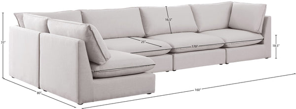 Mackenzie Linen Textured Fabric / Engineered Wood / Foam Contemporary Beige Durable Linen Textured Modular Sectional - 160" W x 80" D x 35" H