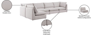 Mackenzie Linen Textured Fabric / Engineered Wood / Foam Contemporary Beige Durable Linen Textured Modular Sectional - 160" W x 80" D x 35" H