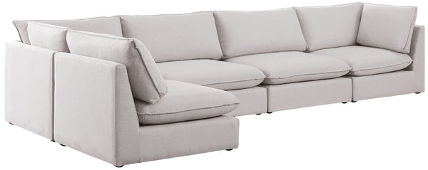 Mackenzie Linen Textured Fabric / Engineered Wood / Foam Contemporary Beige Durable Linen Textured Modular Sectional - 160" W x 80" D x 35" H