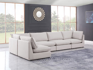 Mackenzie Linen Textured Fabric / Engineered Wood / Foam Contemporary Beige Durable Linen Textured Modular Sectional - 160" W x 80" D x 35" H