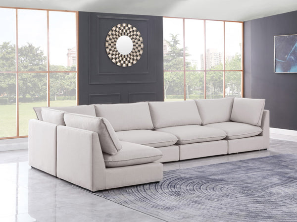 Mackenzie Linen Textured Fabric / Engineered Wood / Foam Contemporary Beige Durable Linen Textured Modular Sectional - 160" W x 80" D x 35" H