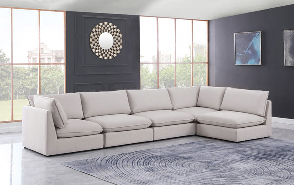 Mackenzie Linen Textured Fabric / Engineered Wood / Foam Contemporary Beige Durable Linen Textured Modular Sectional - 160" W x 80" D x 35" H