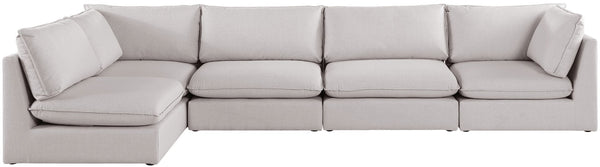 Mackenzie Linen Textured Fabric / Engineered Wood / Foam Contemporary Beige Durable Linen Textured Modular Sectional - 160" W x 80" D x 35" H