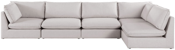 Mackenzie Linen Textured Fabric / Engineered Wood / Foam Contemporary Beige Durable Linen Textured Modular Sectional - 160" W x 80" D x 35" H