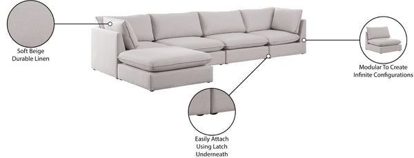 Mackenzie Linen Textured Fabric / Engineered Wood / Foam Contemporary Beige Durable Linen Textured Modular Sectional - 160" W x 80" D x 35" H