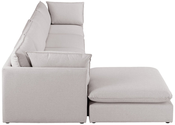 Mackenzie Linen Textured Fabric / Engineered Wood / Foam Contemporary Beige Durable Linen Textured Modular Sectional - 160" W x 80" D x 35" H