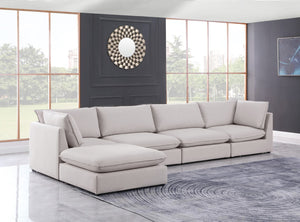 Mackenzie Linen Textured Fabric / Engineered Wood / Foam Contemporary Beige Durable Linen Textured Modular Sectional - 160" W x 80" D x 35" H