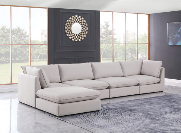 Mackenzie Linen Textured Fabric / Engineered Wood / Foam Contemporary Beige Durable Linen Textured Modular Sectional - 160" W x 80" D x 35" H