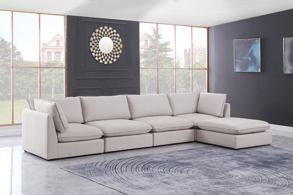 Mackenzie Linen Textured Fabric / Engineered Wood / Foam Contemporary Beige Durable Linen Textured Modular Sectional - 160" W x 80" D x 35" H
