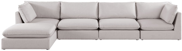 Mackenzie Linen Textured Fabric / Engineered Wood / Foam Contemporary Beige Durable Linen Textured Modular Sectional - 160" W x 80" D x 35" H