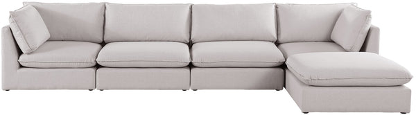 Mackenzie Linen Textured Fabric / Engineered Wood / Foam Contemporary Beige Durable Linen Textured Modular Sectional - 160" W x 80" D x 35" H