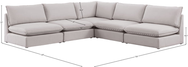 Mackenzie Linen Textured Fabric / Engineered Wood / Foam Contemporary Beige Durable Linen Textured Modular Sectional - 120" W x 120" D x 35" H