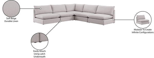 Mackenzie Linen Textured Fabric / Engineered Wood / Foam Contemporary Beige Durable Linen Textured Modular Sectional - 120" W x 120" D x 35" H