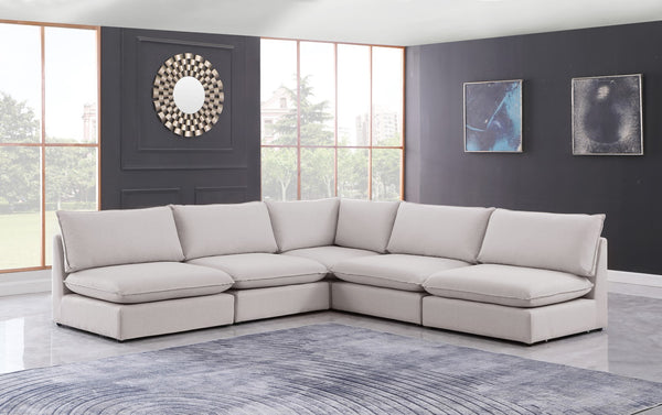 Mackenzie Linen Textured Fabric / Engineered Wood / Foam Contemporary Beige Durable Linen Textured Modular Sectional - 120" W x 120" D x 35" H