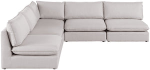 Mackenzie Linen Textured Fabric / Engineered Wood / Foam Contemporary Beige Durable Linen Textured Modular Sectional - 120" W x 120" D x 35" H