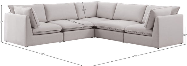 Mackenzie Linen Textured Fabric / Engineered Wood / Foam Contemporary Beige Durable Linen Textured Modular Sectional - 120" W x 120" D x 35" H