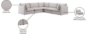 Mackenzie Linen Textured Fabric / Engineered Wood / Foam Contemporary Beige Durable Linen Textured Modular Sectional - 120" W x 120" D x 35" H