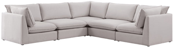 Mackenzie Linen Textured Fabric / Engineered Wood / Foam Contemporary Beige Durable Linen Textured Modular Sectional - 120" W x 120" D x 35" H