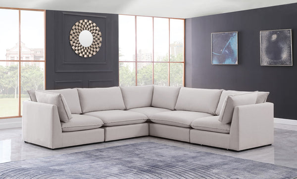 Mackenzie Linen Textured Fabric / Engineered Wood / Foam Contemporary Beige Durable Linen Textured Modular Sectional - 120" W x 120" D x 35" H