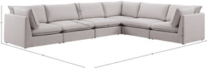 Mackenzie Linen Textured Fabric / Engineered Wood / Foam Contemporary Beige Durable Linen Textured Modular Sectional - 160" W x 120" D x 35" H