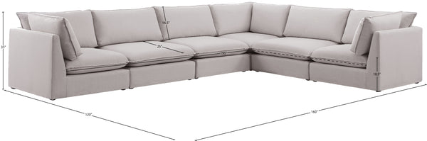 Mackenzie Linen Textured Fabric / Engineered Wood / Foam Contemporary Beige Durable Linen Textured Modular Sectional - 160" W x 120" D x 35" H