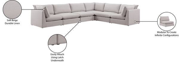 Mackenzie Linen Textured Fabric / Engineered Wood / Foam Contemporary Beige Durable Linen Textured Modular Sectional - 160" W x 120" D x 35" H
