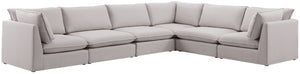 Mackenzie Linen Textured Fabric / Engineered Wood / Foam Contemporary Beige Durable Linen Textured Modular Sectional - 160" W x 120" D x 35" H
