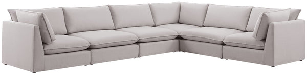 Mackenzie Linen Textured Fabric / Engineered Wood / Foam Contemporary Beige Durable Linen Textured Modular Sectional - 160" W x 120" D x 35" H