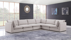 Mackenzie Linen Textured Fabric / Engineered Wood / Foam Contemporary Beige Durable Linen Textured Modular Sectional - 160" W x 120" D x 35" H