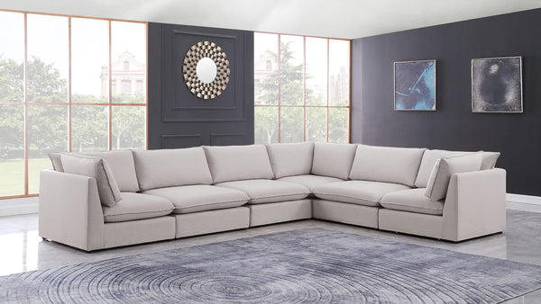Mackenzie Linen Textured Fabric / Engineered Wood / Foam Contemporary Beige Durable Linen Textured Modular Sectional - 160" W x 120" D x 35" H