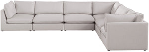 Mackenzie Linen Textured Fabric / Engineered Wood / Foam Contemporary Beige Durable Linen Textured Modular Sectional - 160" W x 120" D x 35" H