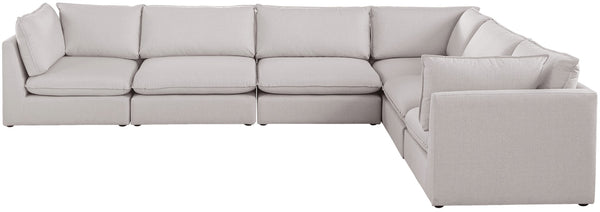 Mackenzie Linen Textured Fabric / Engineered Wood / Foam Contemporary Beige Durable Linen Textured Modular Sectional - 160" W x 120" D x 35" H