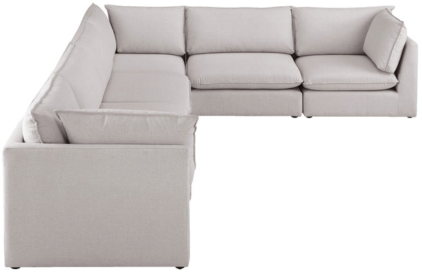 Mackenzie Linen Textured Fabric / Engineered Wood / Foam Contemporary Beige Durable Linen Textured Modular Sectional - 160" W x 120" D x 35" H