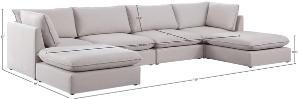 Mackenzie Linen Textured Fabric / Engineered Wood / Foam Contemporary Beige Durable Linen Textured Modular Sectional - 160" W x 80" D x 35" H