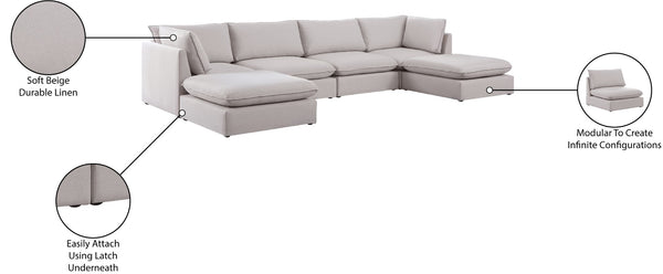 Mackenzie Linen Textured Fabric / Engineered Wood / Foam Contemporary Beige Durable Linen Textured Modular Sectional - 160" W x 80" D x 35" H