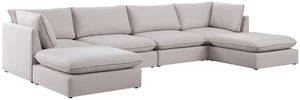 Mackenzie Linen Textured Fabric / Engineered Wood / Foam Contemporary Beige Durable Linen Textured Modular Sectional - 160" W x 80" D x 35" H