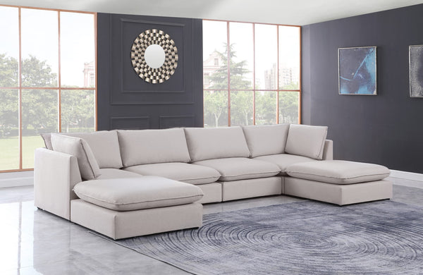 Mackenzie Linen Textured Fabric / Engineered Wood / Foam Contemporary Beige Durable Linen Textured Modular Sectional - 160" W x 80" D x 35" H