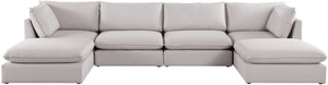 Mackenzie Linen Textured Fabric / Engineered Wood / Foam Contemporary Beige Durable Linen Textured Modular Sectional - 160" W x 80" D x 35" H